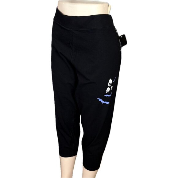 Disney +4 Black Stretch Waist Mickey Bats-Ghost Graphics Cotton Crop Leggings - Picture 5 of 7